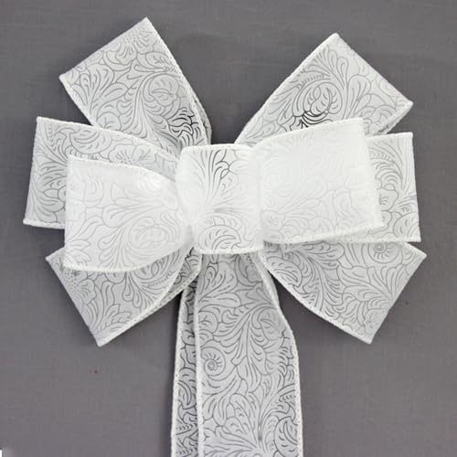 Red Embossed Weatherproof Wreath Bow - Package Perfect Bows Made in USA (10 inch bow)