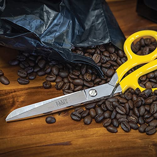 Klein Tools 23011 Scissors, Made in USA, Bent Trimmer for Felt Lining, Cord, Rubber, Fabric, and More, with Extended Handle for Leverage, 11-1/4-Inch