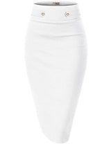 Hybrid & Company Womens Pencil Skirt Premium Nylon Ponte Stretch Office Made in The USA Below Knee