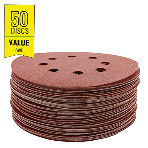 Gator 5" Random Orbit Hook & Loop Red Resin Aluminum Oxide Sanding Discs, 8-Hole, 40 Grit, 50 Pack