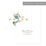 Masterpiece Sparkling Santa Christmas Cards / 16 Festive Holiday Cards Set With White Envelopes / 5 5/8" x 7 7/8" Winter Gold Foil Greeting Cards With Inside Verse/Made In The USA