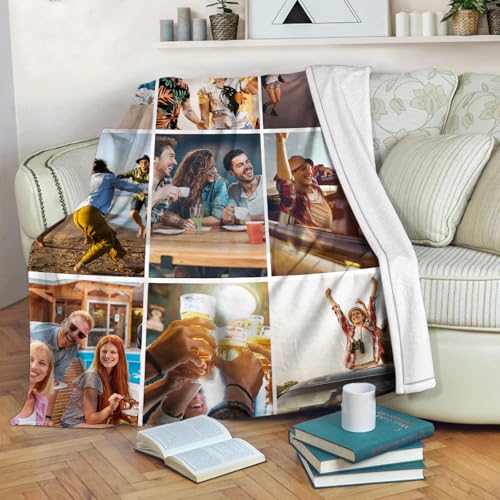 Ships Next Day,Custom Blanket with Picture Made in USA,Personalized Photo Blanket for Family Anniversary Christmas Birthday Halloween Valentines