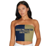 Lojobands Women's Tailgate Outfit College Two Tone Color Block Tube Top Made in USA One Size Fits Most