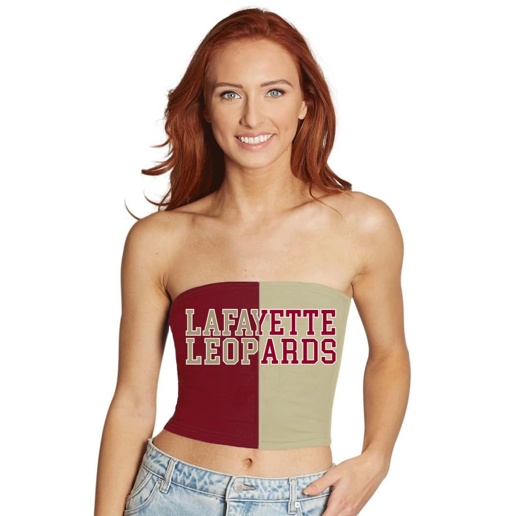Lojobands Women's Tailgate Outfit College Two Tone Color Block Tube Top Made in USA One Size Fits Most