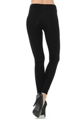 JJJ Women's Solid Cotton Spandex Jersey Fold Over Waistband Leggings