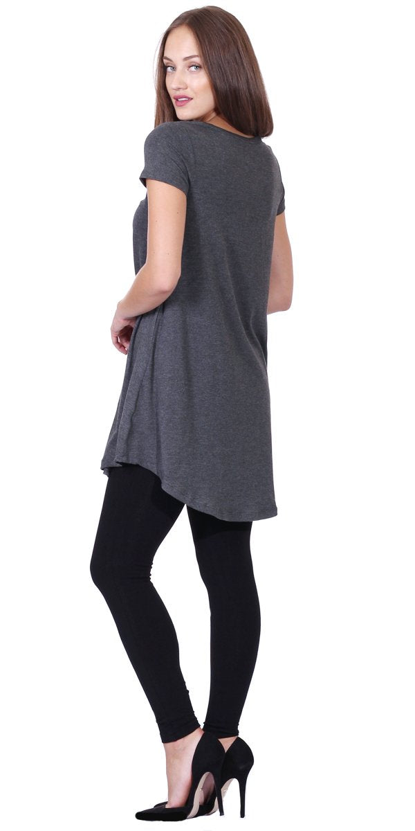 Popana Short Sleeve Tunic Tops to Wear with Leggings Made in USA Short Sleeve Shirts for Women - Loose Fit Womens Summer Tops