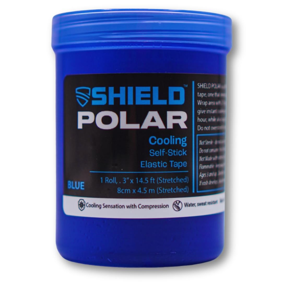 SHIELD Polar | Cooling Compress Bandage Wrap, Instant Cold Compression, Athletic Tape for Muscle Pain and Swelling, No Refrigeration Needed, Blue