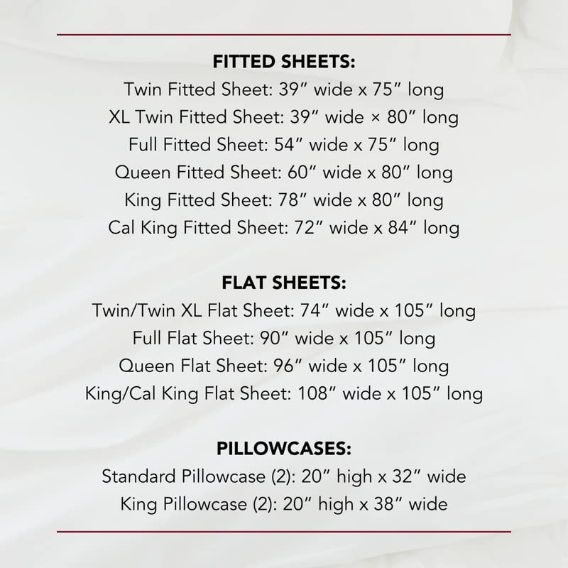 Red Land Cotton Luxury Sheet Set | 100% American Grown Cotton Basics | Premium Hotel Ultra-Soft Lightweight 4 Piece USA Made Deep Pocket Fitted, Flat Sheet, & Pillowcases Percale Weave (Queen/White)