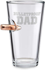 BenShot Bulletproof Dad Pint Glass with Real 0.50BMG Bullet - 16oz | Made in the USA