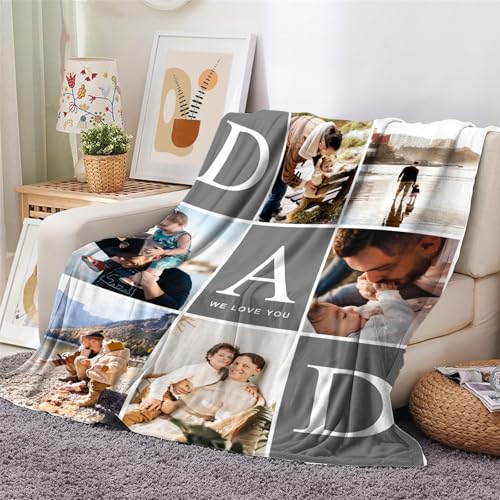 Custom Blanket with Picture Made in USA,Personalized Photo Blanket Throw Photo Blankets for Family Friends Pets,50"x60"