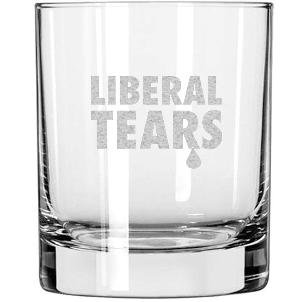 Liberal Tears | Laser Etched 11 oz Bourbon Whiskey Rock Glass | Old Fashioned Whiskey Tasting Glasses For Men | Gifts For Men | Trump Glass | Made In USA