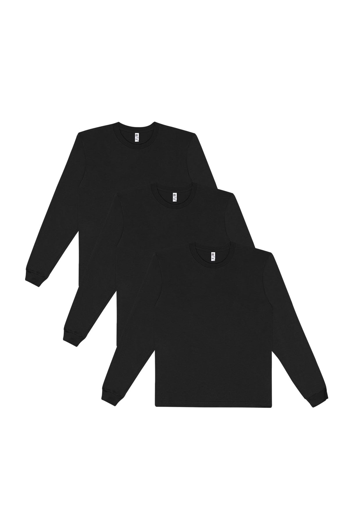Los Angeles Apparel 3 Pack Fine Jersey Long Sleeve Crew Neck T-Shirt