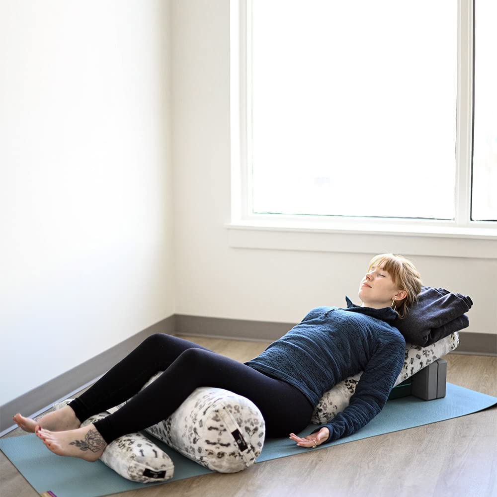 Hugger Mugger Pranayama Yoga Bolster - Very Firm, use Under Length of Spine for Deeper Breathing or Under Ankles, Handmade in The USA