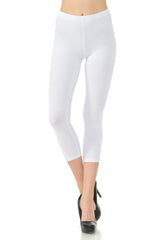 LeggingUSA Women's Solid Cotton Yoga Capri Leggings-Made in USA