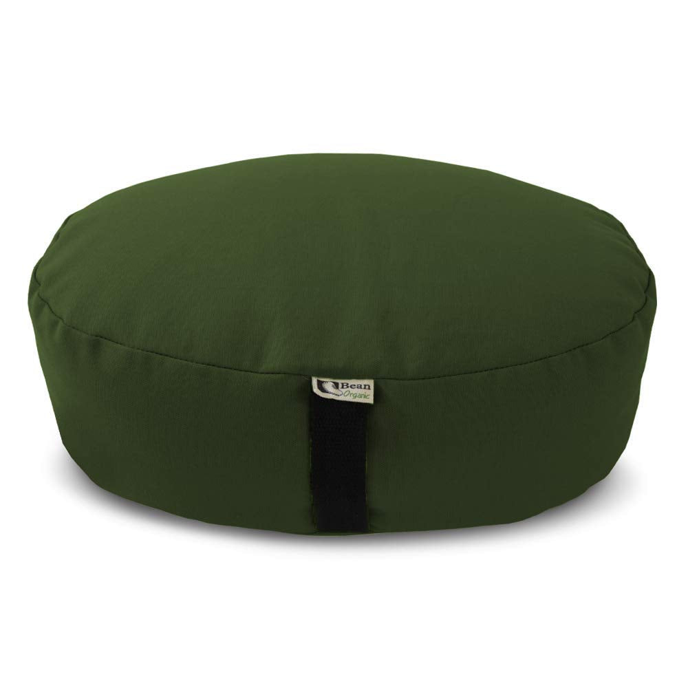 Bean's ZAFU - Meditation Floor Cushion - Round Earth Cotton Zen Yoga Pillow - Tibetan Style for Mindful Kneeling Prayer Seat - Made in USA - US Organic Buckwheat Hulls - Comfort Calm Contemplate
