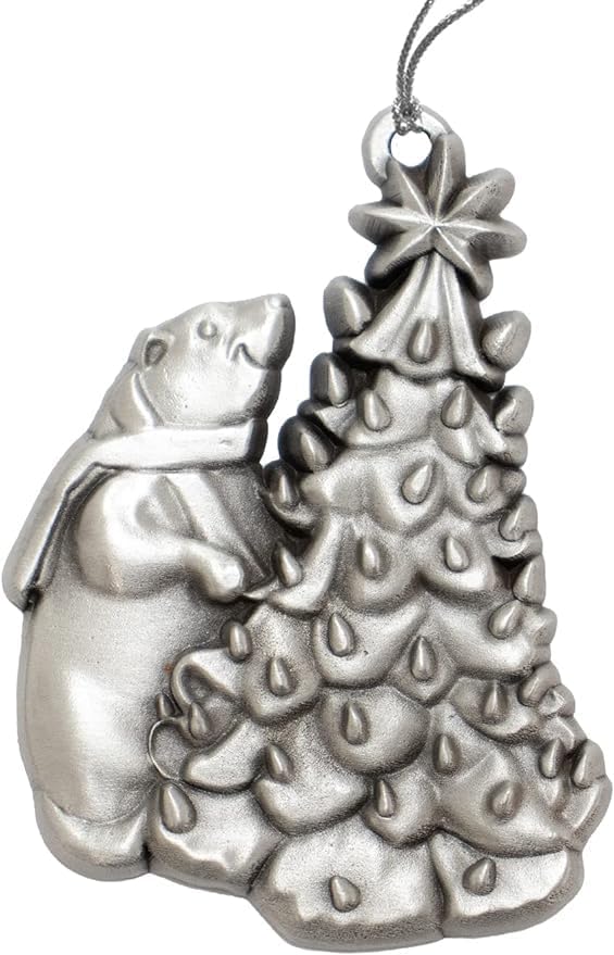 Indiana Metal Craft Polar Bear Pewter Christmas Ornament. Made in USA