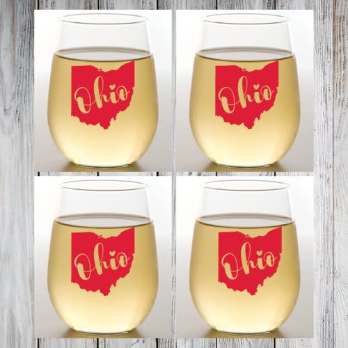 Set of 4 Shatterproof Designer 16 oz Plastic Wine Glasses MADE in the USA (CHRISTMAS)