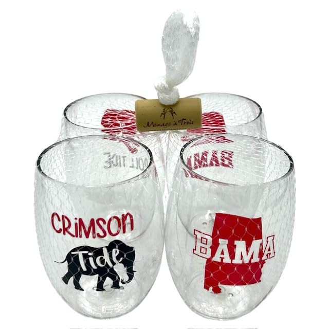 Set of 4 Shatterproof CUSTOM 16 oz Plastic Wine Glasses MADE in the USA (CHRISTMAS NUTCRAKERS)