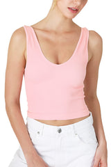 NIKIBIKI Women Seamless Reversible Ribbed Crop Top, Made in U.S.A, One Size
