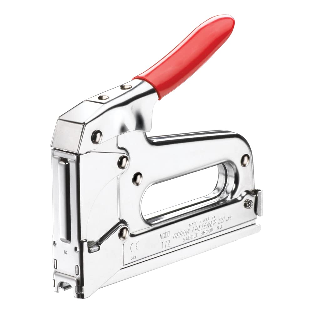 Arrow T72 Heavy Duty Wire and Cable Staple Gun, Manual Stapler for Installing Wiring for Telecommunications, Internet, and Computer Cables, uses T72 Insulated Staples