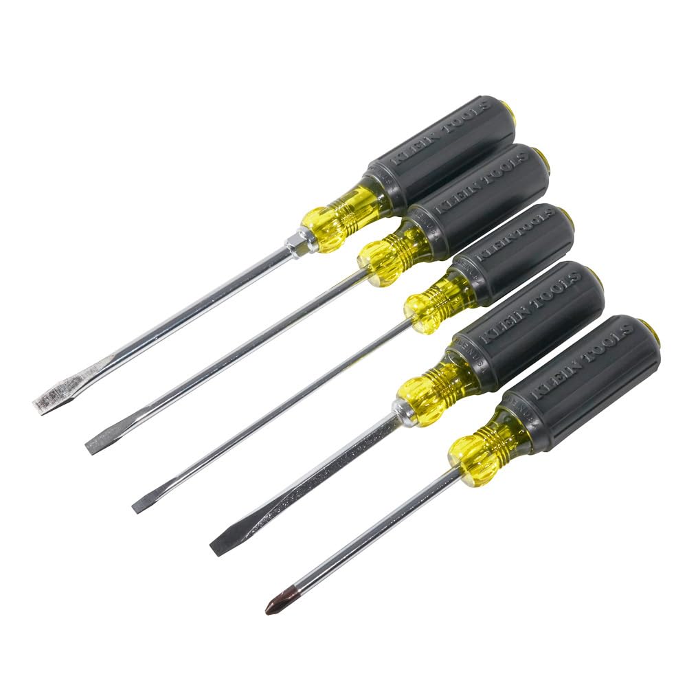 Klein Tools 85076 Screwdriver Set, Made in USA, Slotted and Phillips Screwdrivers with Non-Slip Cushion-Grip Handles and Tip-Ident, 7-Piece