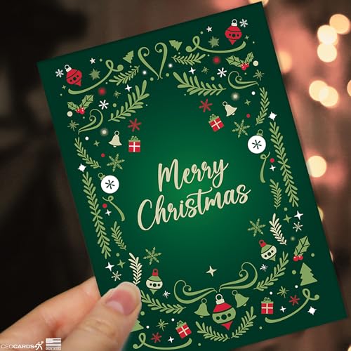 Merry Christmas Cards for Business & Family (Variety Pack 4 Holiday Designs) Greeting Card Set Pack of 20 Holiday Cards with Envelopes (5x7 inch - A7) Office, Work, Employees & Clients VP2405