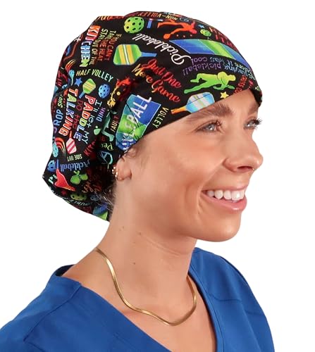 Sparkling EARTH Riley Medical Scrub Caps with Flat Front and Roomy Back - Adjustable Cord Lock Closure - Made in The USA!