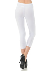 LeggingUSA Women's Solid Cotton Yoga Capri Leggings-Made in USA