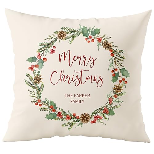 Fabric Textile Products Custom Pillow - USA Made - Christmas Throw Pillows - Personalized Pillows - Christmas Pillow - Personalized Gift - Grandparent & Couples Gifts - Holiday Decor (16"x16")