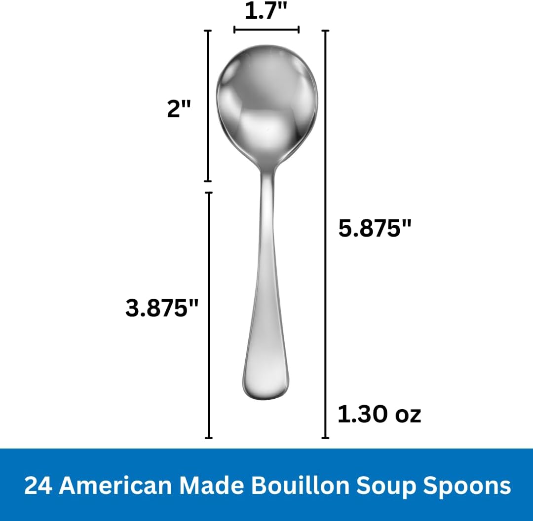 Bouillon Spoon Set of 24 Windsor Stainless Steel 18/10 Made in the USA by Sherrill Manufacturing 7340006881055 UEI KRGEC7XHJR76