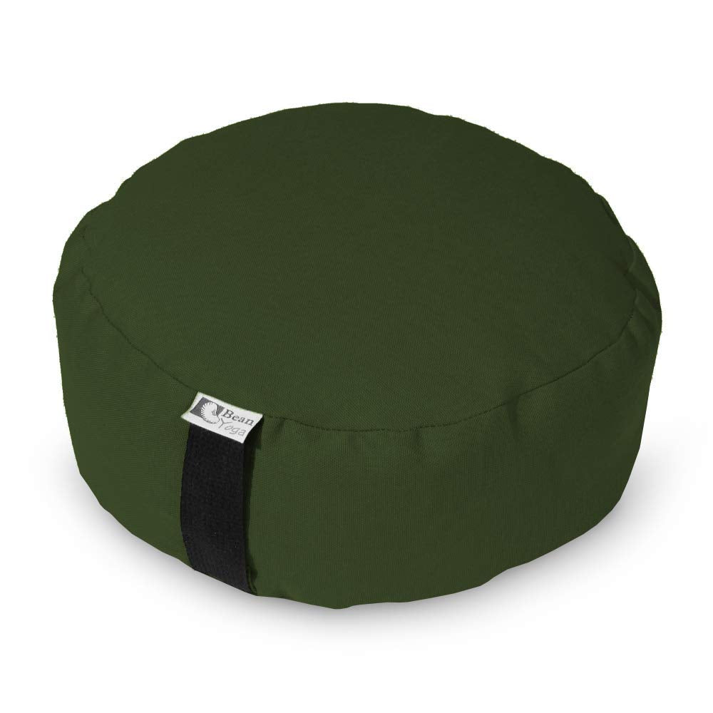Bean's ZAFU - Meditation Floor Cushion - Round Earth Cotton Zen Yoga Pillow - Tibetan Style for Mindful Kneeling Prayer Seat - Made in USA - US Organic Buckwheat Hulls - Comfort Calm Contemplate