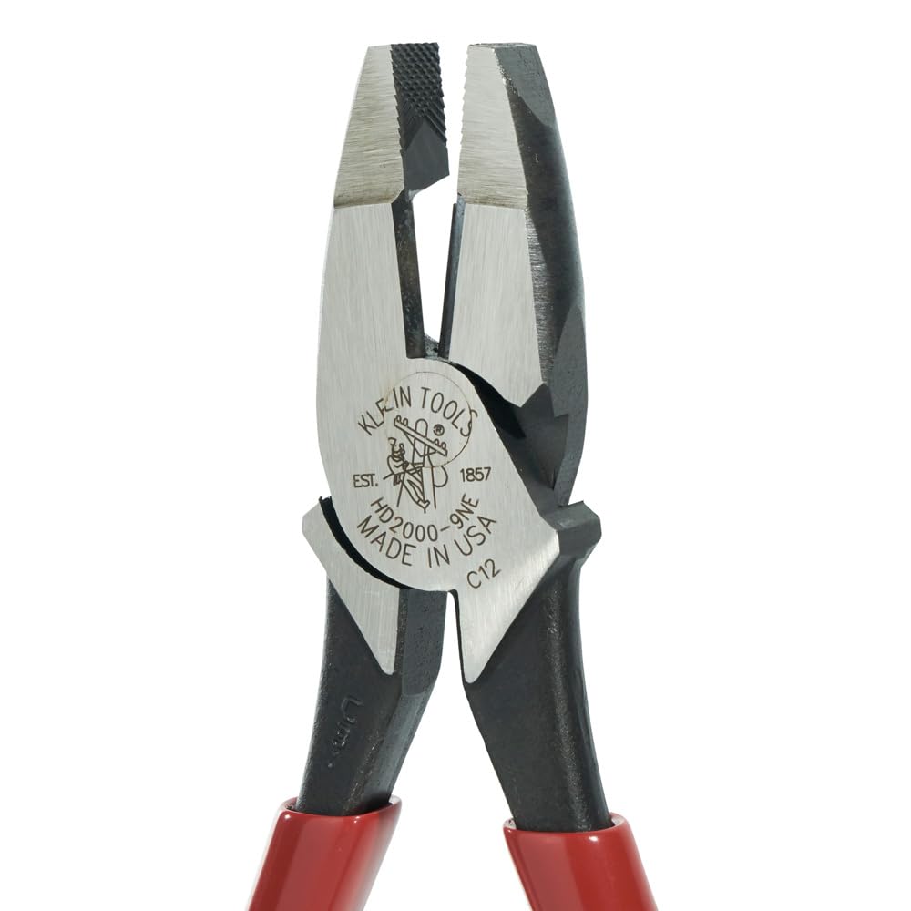 Klein Tools HD213-9NETH Lineman's Pliers, Made in USA, Oversized Heavy Duty, High Leverage Side Cutting Pliers, 9-Inch