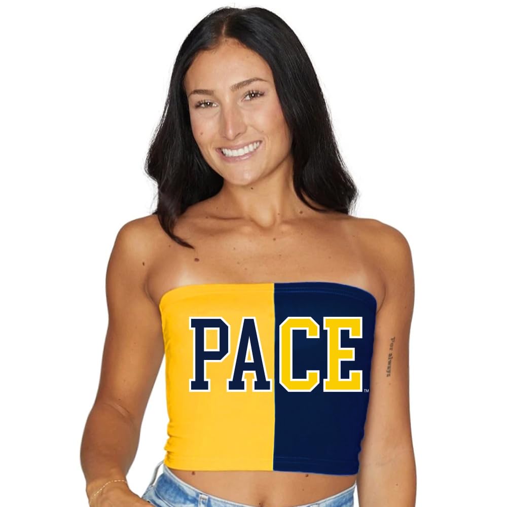 Lojobands Women's Tailgate Outfit College Two Tone Color Block Tube Top Made in USA One Size Fits Most