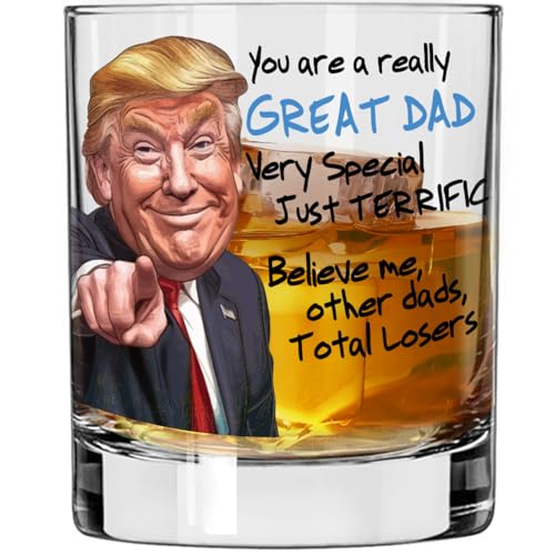 Funny Novelty Glass for Dad - Donald Trump Father's Day Beer, Whiskey, or Can Glass Gift, Funny Father’s Day Gift for Husband, Father, or Stepfather - Trump Stuff Maga Merch (101-15193-D, PINT)