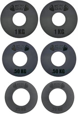 Micro Gainz Olympic Kilogram Fractional Weight Plate Set of 6 Steel Plates- (2-.25KG, 2-.50KG, 2-1KG) Plates -Designed for Olympic Barbells, Used for Strength Training and Micro Loading, Made in USA