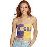 Lojobands Women's Tailgate Outfit College Two Tone Color Block Tube Top Made in USA One Size Fits Most
