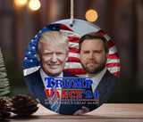 Trump Vance 2024 Christmas Ornament 2024, Christmas Tree Decor, Political Trends, Ceramic Ornament, Gift for her and Him, Made in USA.