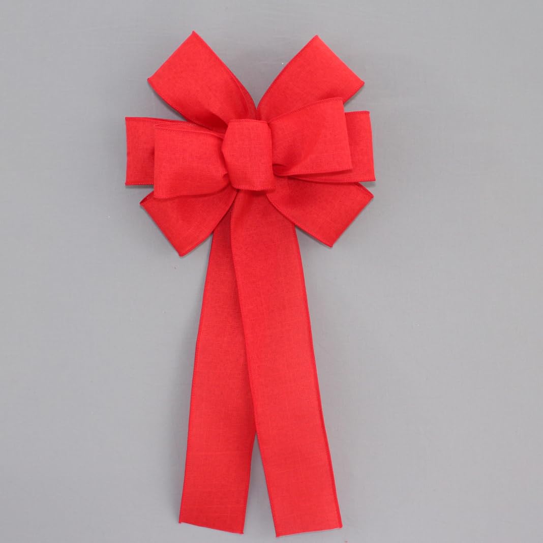 Red Rustic Wreath Bow - Red Christmas Bow by Package Perfect Bows – Made in USA (8 inch bow)