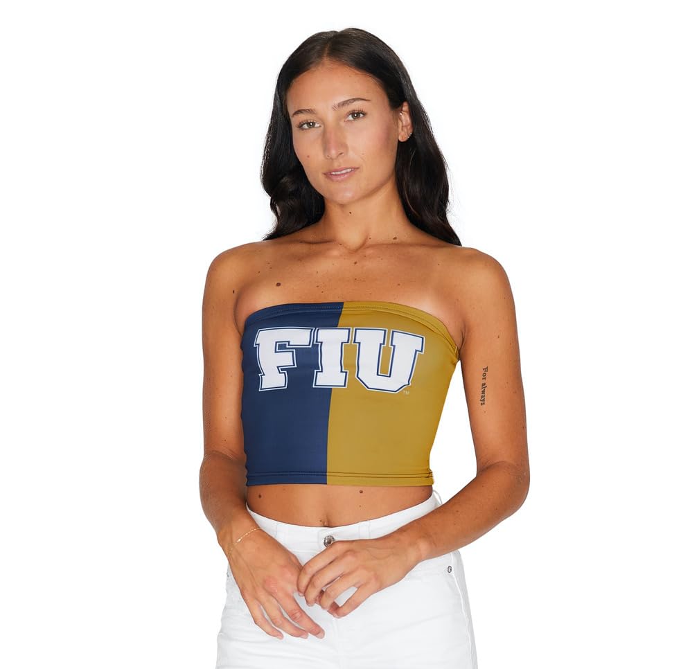 Lojobands Women's Tailgate Outfit College Two Tone Color Block Tube Top Made in USA One Size Fits Most
