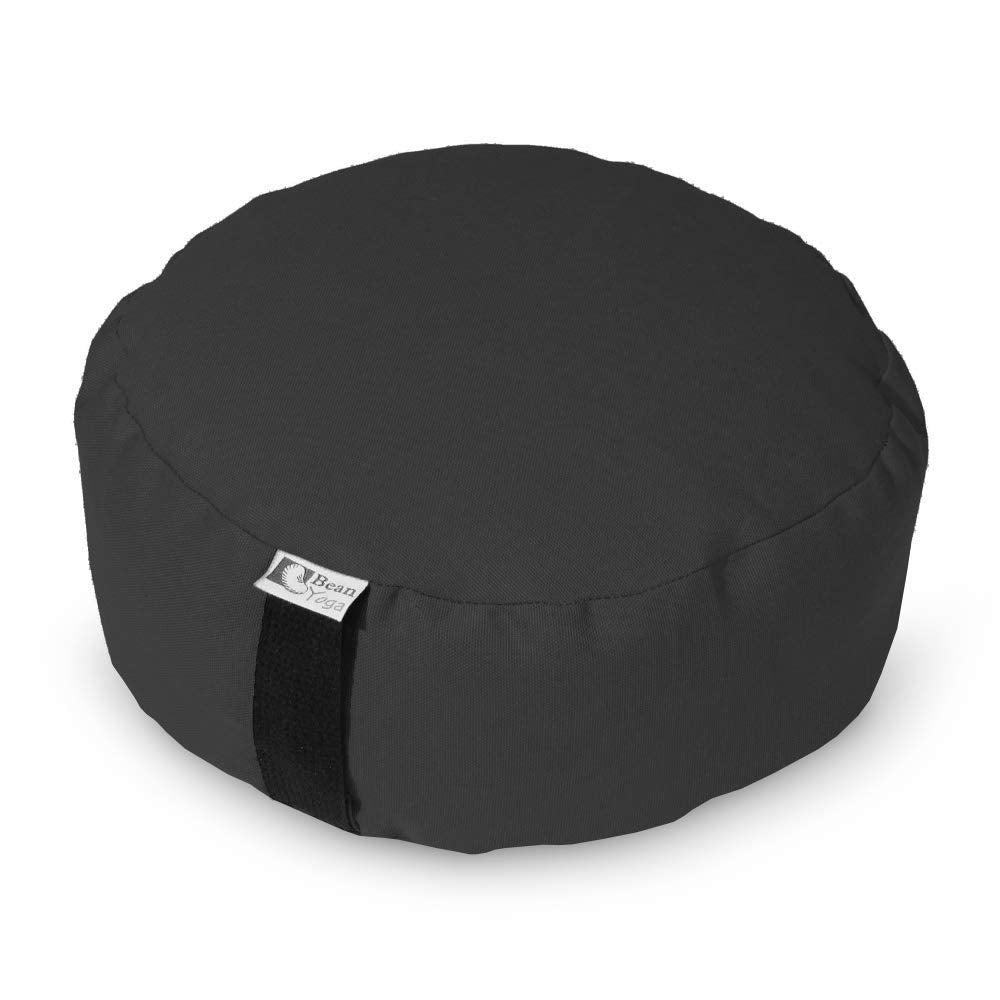 Bean's ZAFU - Meditation Floor Cushion - Round Earth Cotton Zen Yoga Pillow - Tibetan Style for Mindful Kneeling Prayer Seat - Made in USA - US Organic Buckwheat Hulls - Comfort Calm Contemplate