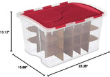 Sterilite 48 Quart Clear Stackable Holiday Christmas 45 Ornament Storage Box