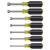 Klein Tools 631 Tool Set, Made in USA, Nut Driver Set w/Hex Nut Sizes 3/16, 1/4, 5/16, 11/32, 3/8, 7/16 and 1/2-Inch on 3-Inch Full Hollow Shaft, 7-Piece