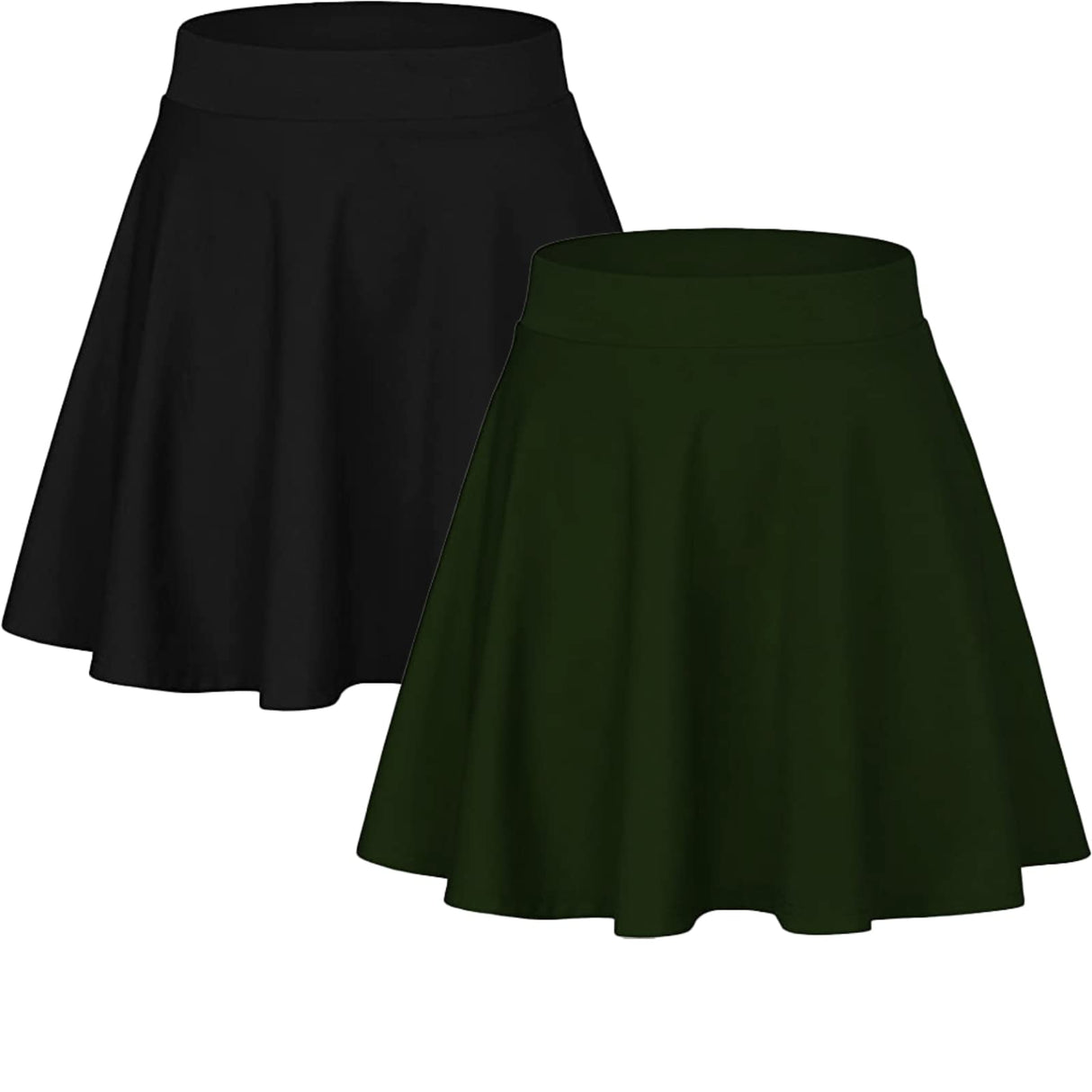 Sweet Hearts Women’s 2-Pack Basic Skater Skirt- Versatile Stretchy Mini Flared Skirt Made in USA