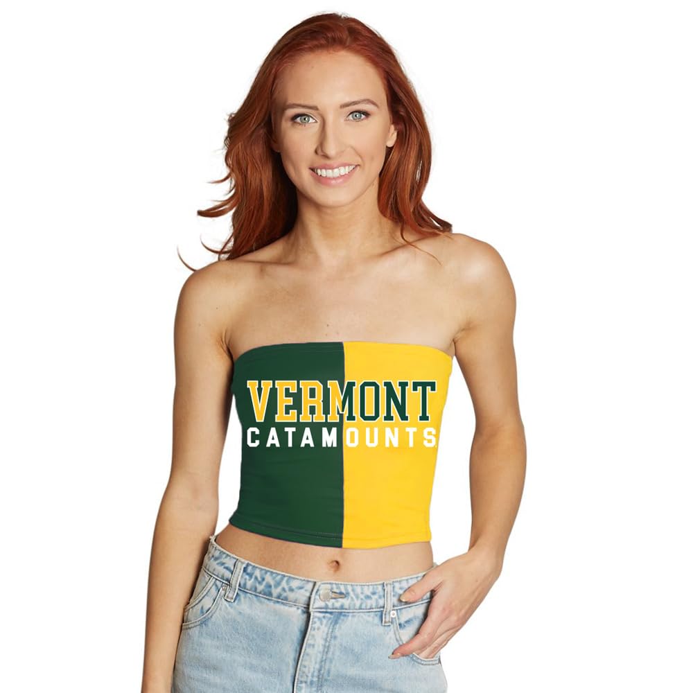 Lojobands Women's Tailgate Outfit College Two Tone Color Block Tube Top Made in USA One Size Fits Most
