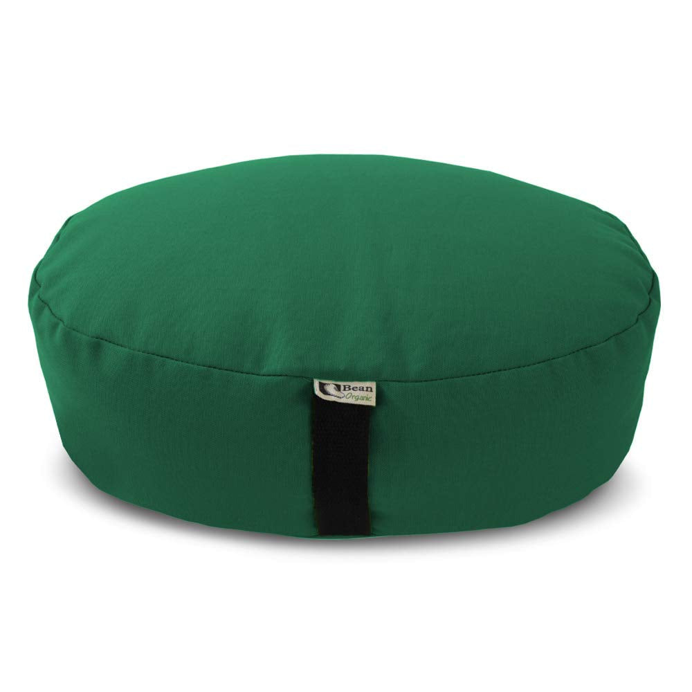 Bean's ZAFU - Meditation Floor Cushion - Round Earth Cotton Zen Yoga Pillow - Tibetan Style for Mindful Kneeling Prayer Seat - Made in USA - US Organic Buckwheat Hulls - Comfort Calm Contemplate