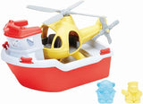 Green Toys Rescue Boat with Helicopter Red, 1 EA