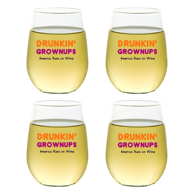 Set of 4 Shatterproof Designer 16 oz Plastic Wine Glasses MADE in the USA (CHRISTMAS)