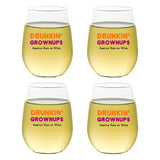 Set of 4 Shatterproof Designer 16 oz Plastic Wine Glasses MADE in the USA (CHRISTMAS)