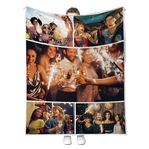 Ships Next Day,Custom Blanket with Picture Made in USA,Personalized Photo Blanket for Family Anniversary Christmas Birthday Halloween Valentines