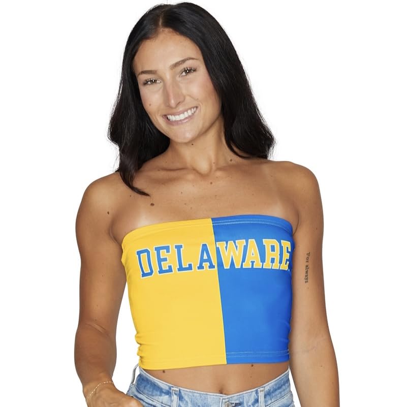Lojobands Women's Tailgate Outfit College Two Tone Color Block Tube Top Made in USA One Size Fits Most